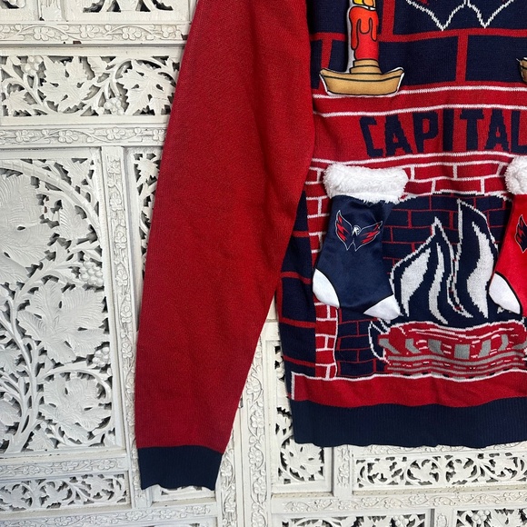 Washington Capitols NHL Christmas Sweater Candles Stockings Mens Small - Picture 5 of 7